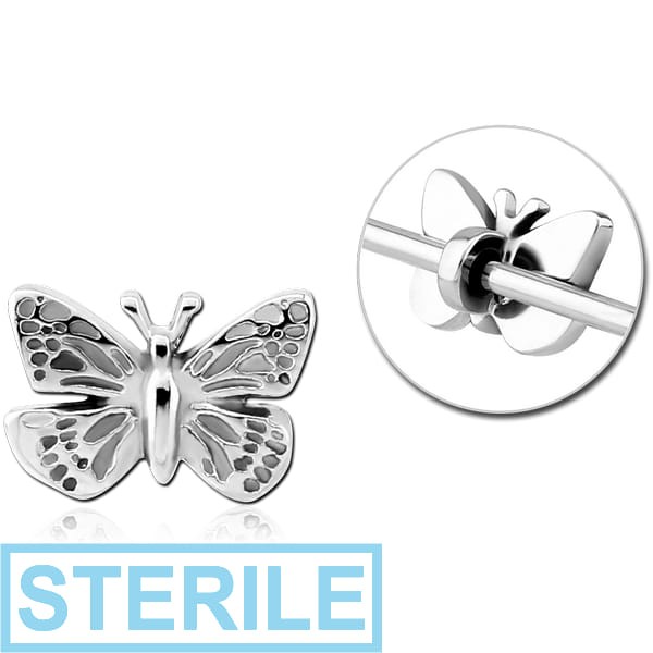 STERILE SURGICAL STEEL ADJUSTABLE SLIDING CHARM FOR INDUSTRIAL BARBELL - BUTTERFLY
