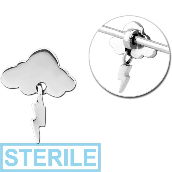 STERILE SURGICAL STEEL ADJUSTABLE SLIDING CHARM FOR INDUSTRIAL BARBELL - THUNDERCLOUD