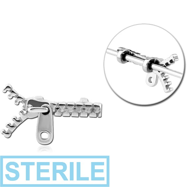 STERILE SURGICAL STEEL ADJUSTABLE SLIDING CHARM FOR INDUSTRIAL BARBELL - ZIP