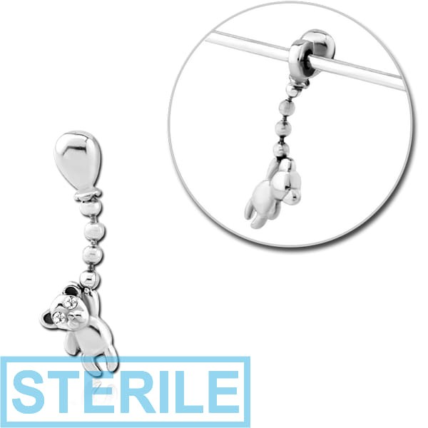 STERILE SURGICAL STEEL ADJUSTABLE SLIDING CHARM FOR INDUSTRIAL BARBELL - BEAR
