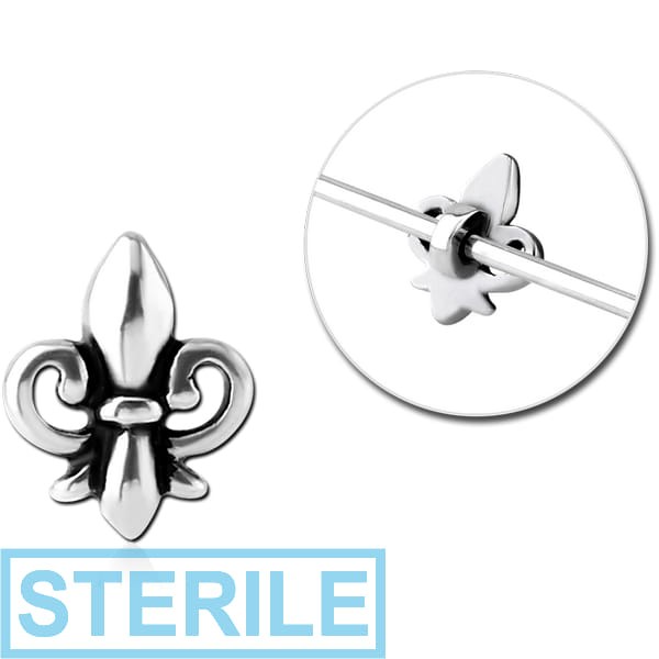 STERILE SURGICAL STEEL ADJUSTABLE SLIDING CHARM FOR INDUSTRIAL BARBELL - FLEUR DE LIS
