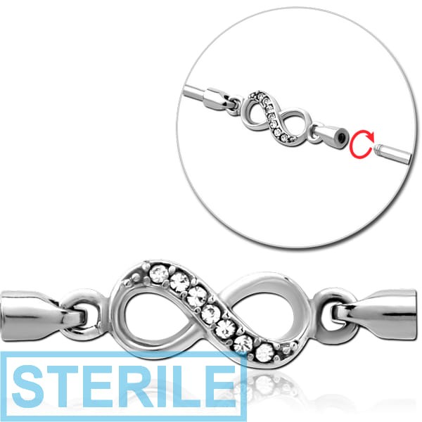 STERILE SURGICAL STEEL JEWELLED CHARM FOR INDUSTRIAL BARBELL - INFINITY