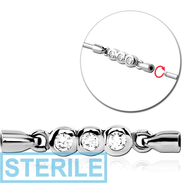 STERILE SURGICAL STEEL JEWELLED CHARM FOR INDUSTRIAL BARBELL - THREE CIRCLES