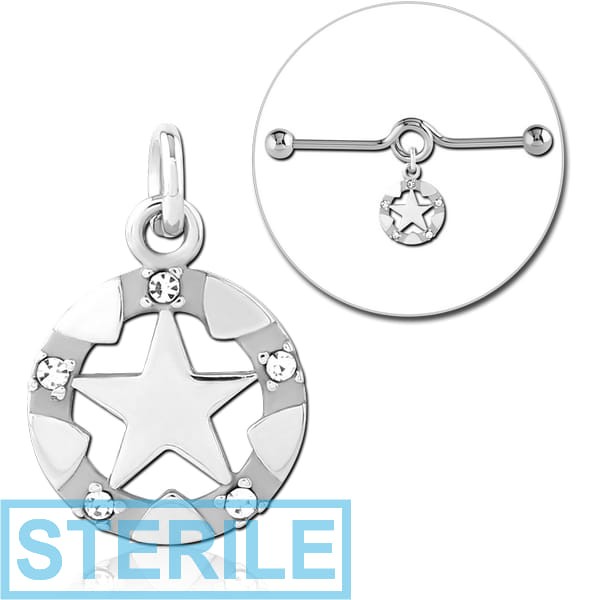 STERILE SURGICAL STEEL JEWELLED CHARM FOR INDUSTRIAL BARBELL