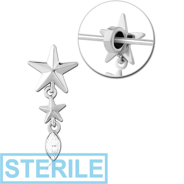 STERILE SURGICAL STEEL SLIDING JEWELLED CHARM FOR INDUSTRIAL BARBELL