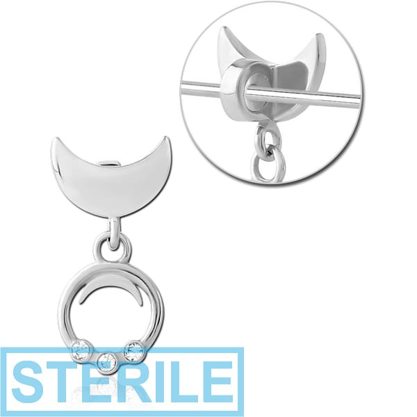 STERILE SURGICAL STEEL SLIDING JEWELLED CHARM FOR INDUSTRIAL BARBELL