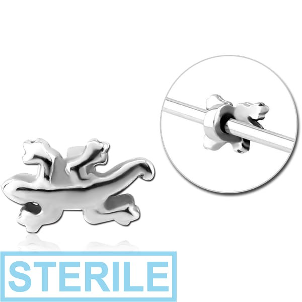 STERILE SURGICAL STEEL ADJUSTABLE SLIDING CHARM FOR INDUSTRIAL BARBELL - LIZARD