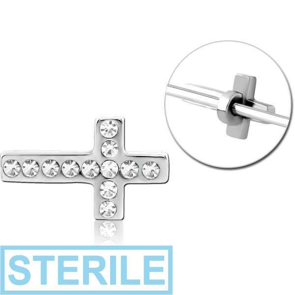 STERILE SURGICAL STEEL ADJUSTABLE SLIDING CHARM FOR INDUSTRIAL BARBELL - CROSS