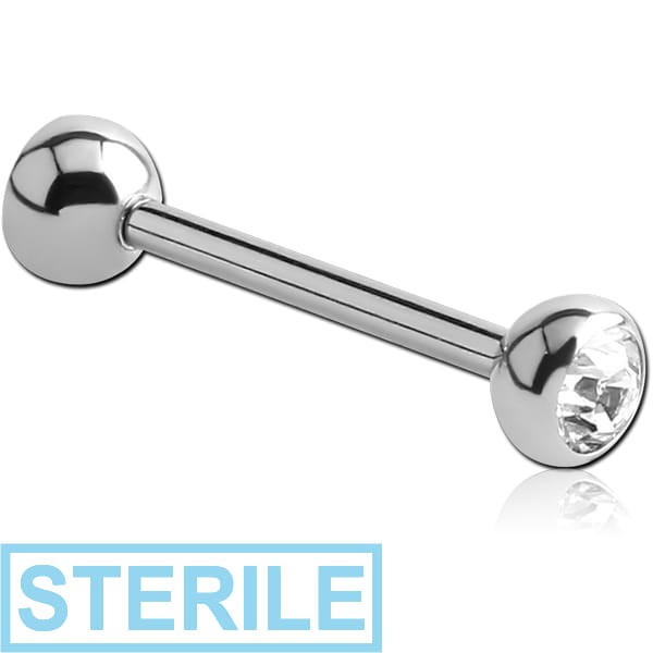 STERILE SURGICAL STEEL INTERNALLY THREADED DOUBLE JEWELLED BARBELL