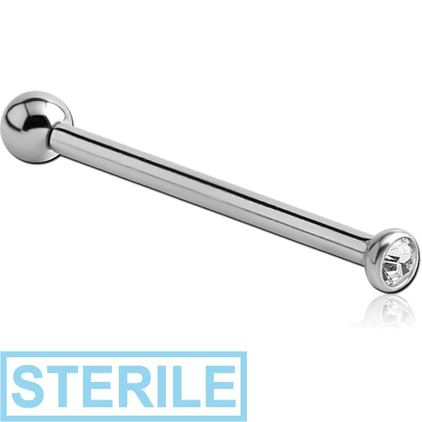 STERILE SURGICAL STEEL INTERNALLY THREADED JEWELLED BARBELL