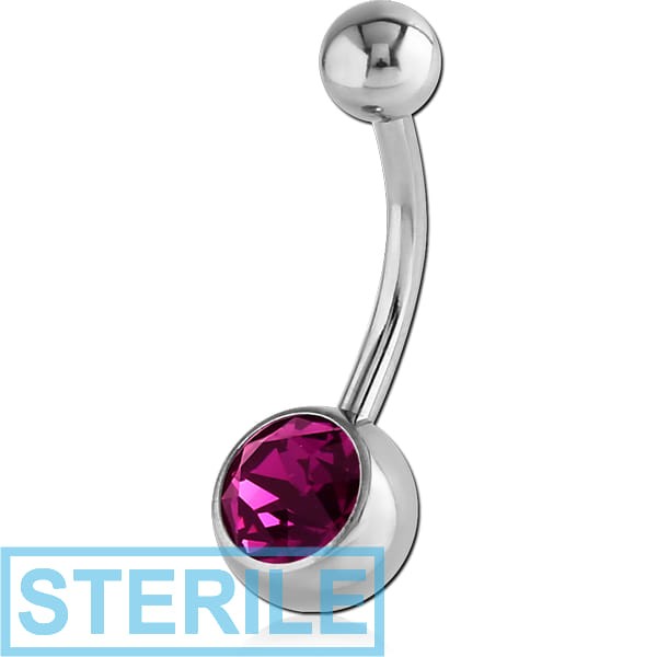 STERILE SURGICAL STEEL INTERNALLY THREADED HIGH END CRYSTAL JEWELLED NAVEL BANANA