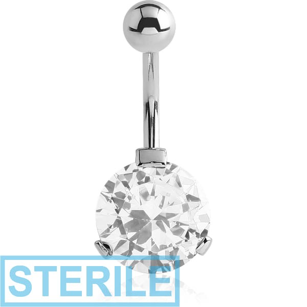 STERILE SURGICAL STEEL INTERNALLY THREADED JEWELLED ROUND 12 MM NAVEL BANANA