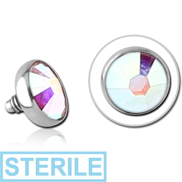 STERILE SURGICAL STEEL HIGH END CRYSTAL JEWELLED BALL FOR 1.6MM INTERNALLY THREADED PIN