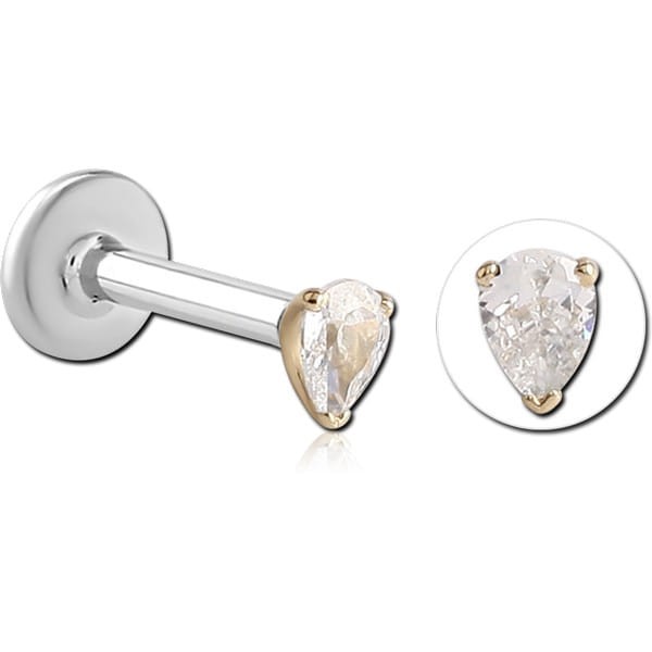 STERILE 14K GOLD JEWELLED ATTACHMENT WITH SURGICAL STEEL INTERNALLY THREADED LABRET PIN