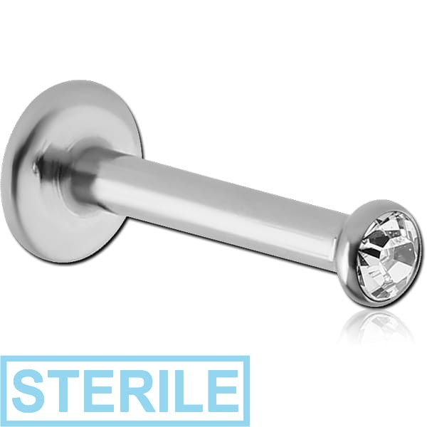 STERILE SURGICAL STEEL INTERNALLY THREADED JEWELLED LABRET
