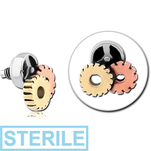STERILE SURGICAL STEEL ATTACHMENT WITH BRASS AND COPPER PARTS FOR 1.6MM INTERNALLY THREADED PINS - STEAMPUNK