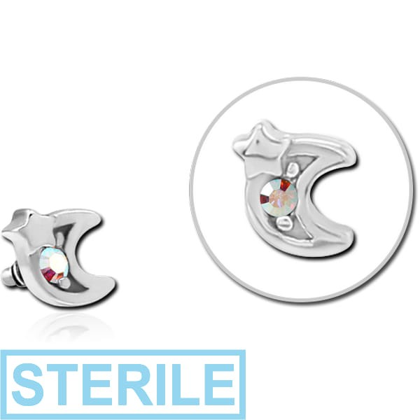 STERILE SURGICAL STEEL JEWELLED ATTACHMENT FOR 1.6MM INTERNALLY THREADED PINS - CRESCENT AND STAR
