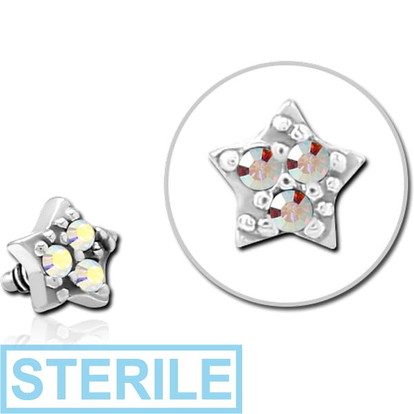 STERILE SURGICAL STEEL JEWELLED ATTACHMENT FOR 1.6MM INTERNALLY THREADED PINS - STAR PRONGS