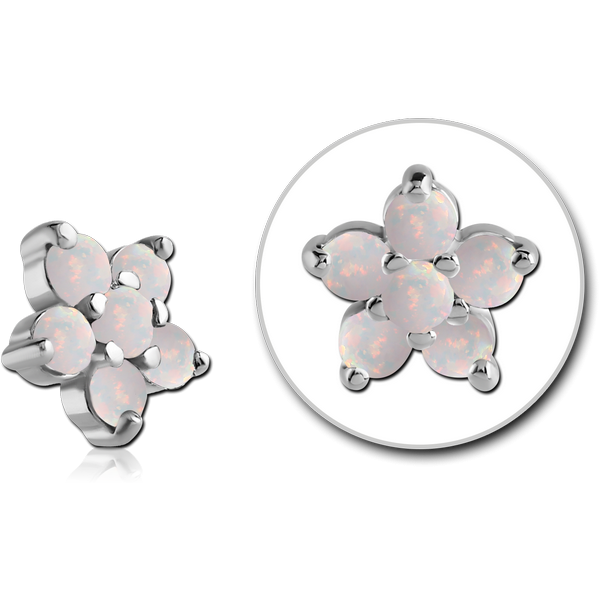 SURGICAL STEEL SYNTHETIC OPAL ATTACHMENT FOR 1.6MM INTERNALLY THREADED PINS - FLOWER