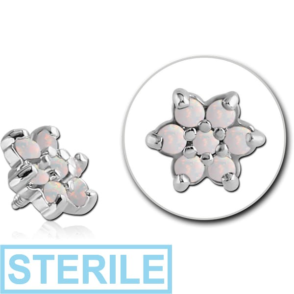 STERILE SURGICAL STEEL SYNTHETIC OPAL ATTACHMENT FOR 1.6MM INTERNALLY THREADED PINS - FLOWER