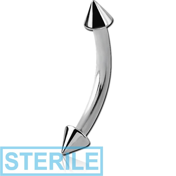 STERILE SURGICAL STEEL INTERNALLY THREADED CURVED MICRO BARBELL WITH CONES