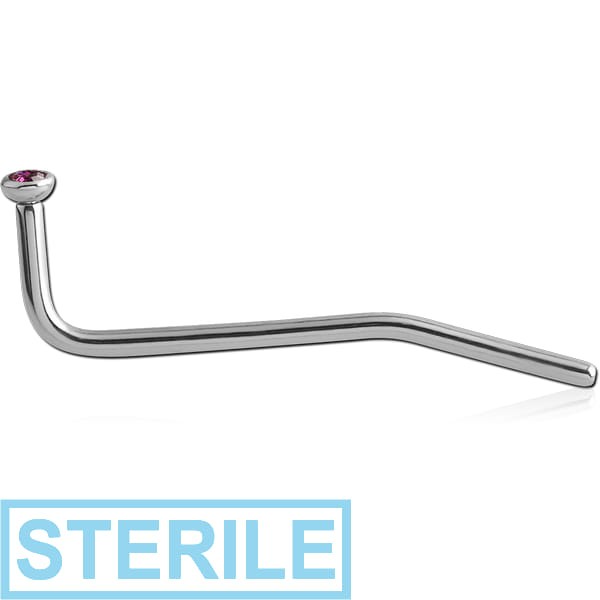 STERILE SURGICAL STEEL INTERNALLY THREADED MICRO FISH TAIL LABRET WITH JEWELLED BALL