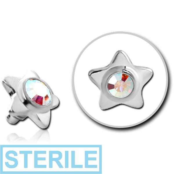 STERILE SURGICAL STEEL HIGH END CRYSTAL JEWELLED STAR FOR 1.2MM INTERNALLY THREADED PINS