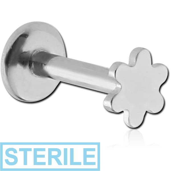STERILE SURGICAL STEEL INTERNALLY THREADED MICRO LABRET WITH FLOWER