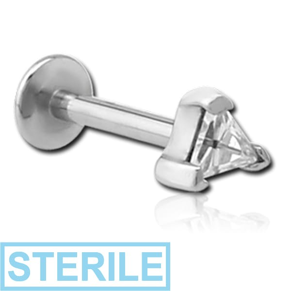 STERILE SURGICAL STEEL INTERNALLY THREADED JEWELLED MICRO LABRET