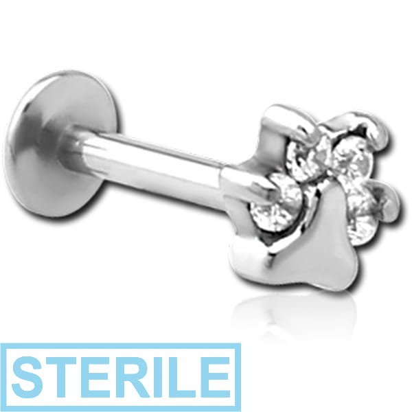 STERILE SURGICAL STEEL INTERNALLY THREADED JEWELLED MICRO LABRET