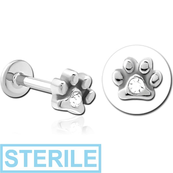 STERILE SURGICAL STEEL INTERNALLY THREADED JEWELLED MICRO LABRET