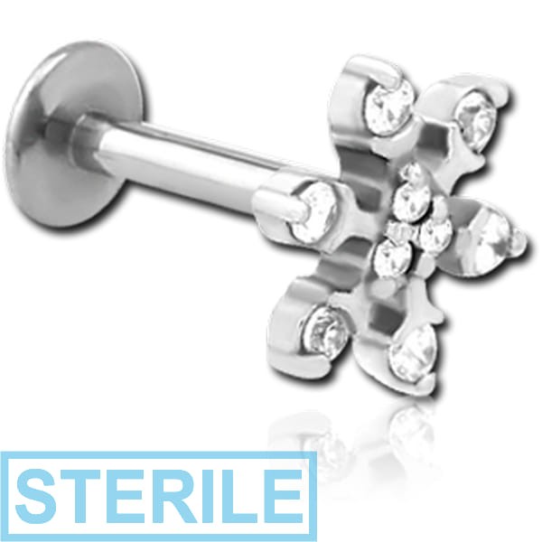 STERILE SURGICAL STEEL INTERNALLY THREADED JEWELLED MICRO LABRET