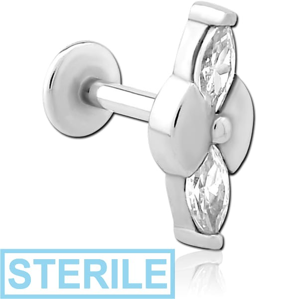 STERILE SURGICAL STEEL INTERNALLY THREADED JEWELLED MICRO LABRET