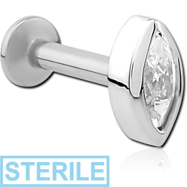 STERILE SURGICAL STEEL INTERNALLY THREADED JEWELLED MICRO LABRET