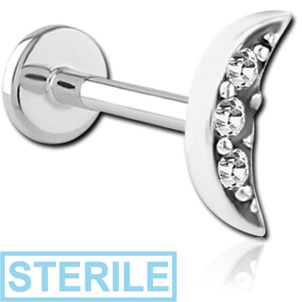 STERILE SURGICAL STEEL INTERNALLY THREADED JEWELLED MICRO LABRET