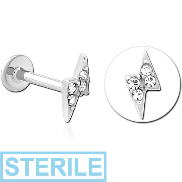 STERILE SURGICAL STEEL INTERNALLY THREADED JEWELLED MICRO LABRET