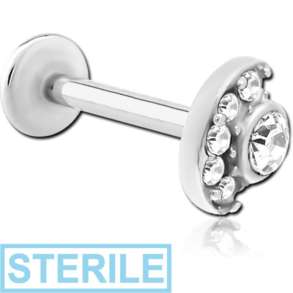 STERILE SURGICAL STEEL INTERNALLY THREADED JEWELLED MICRO LABRET
