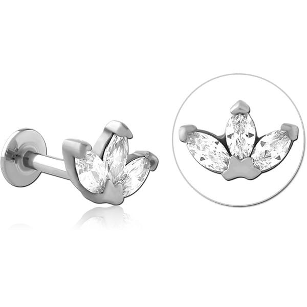 STERILE SURGICAL STEEL INTERNALLY THREADED JEWELLED MICRO LABRET