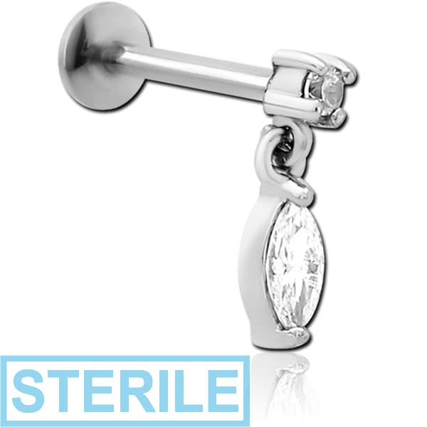 STERILE SURGICAL STEEL INTERNALLY THREADED JEWELLED MICRO LABRET