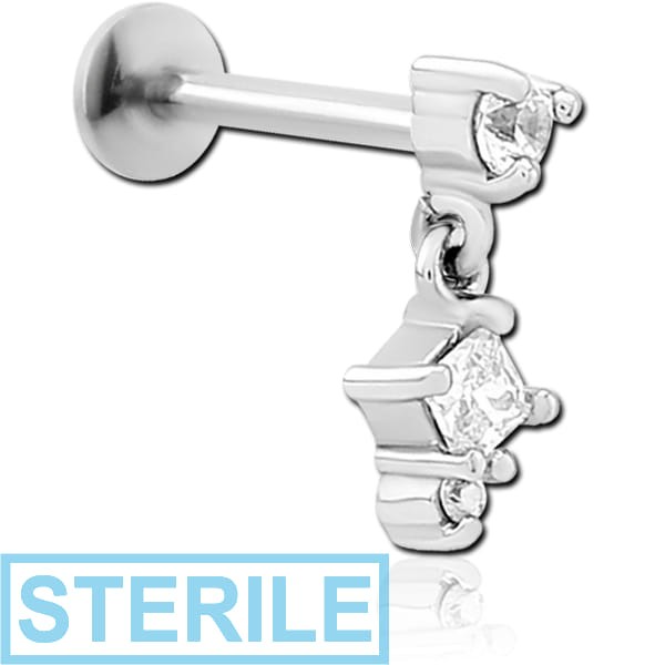 STERILE SURGICAL STEEL INTERNALLY THREADED JEWELLED MICRO LABRET