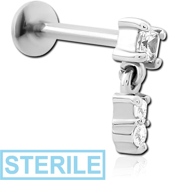 STERILE SURGICAL STEEL INTERNALLY THREADED JEWELLED MICRO LABRET