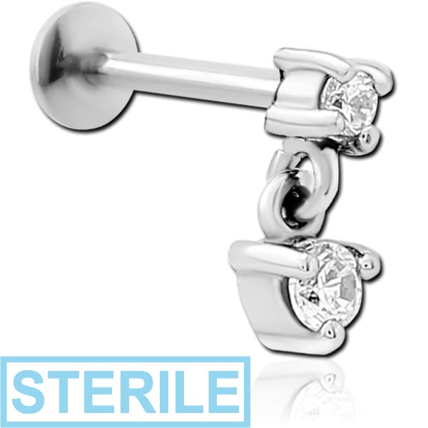 STERILE SURGICAL STEEL INTERNALLY THREADED JEWELLED MICRO LABRET