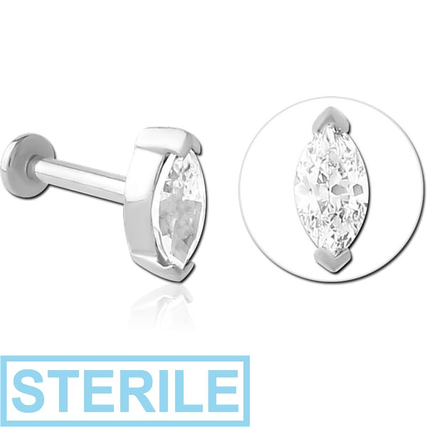 STERILE SURGICAL STEEL INTERNALLY THREADED JEWELLED MICRO LABRET