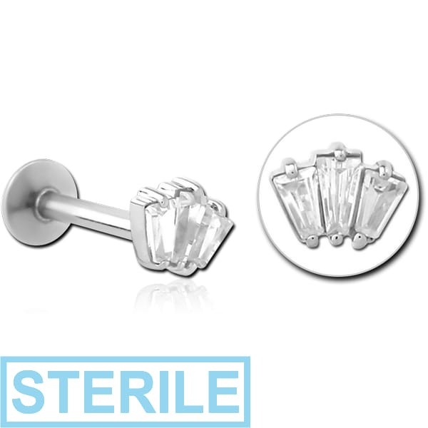 STERILE SURGICAL STEEL INTERNALLY THREADED JEWELLED MICRO LABRET