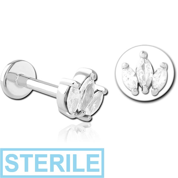 STERILE SURGICAL STEEL INTERNALLY THREADED JEWELLED MICRO LABRET