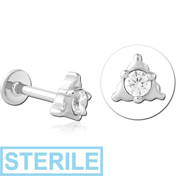 STERILE SURGICAL STEEL INTERNALLY THREADED JEWELLED MICRO LABRET