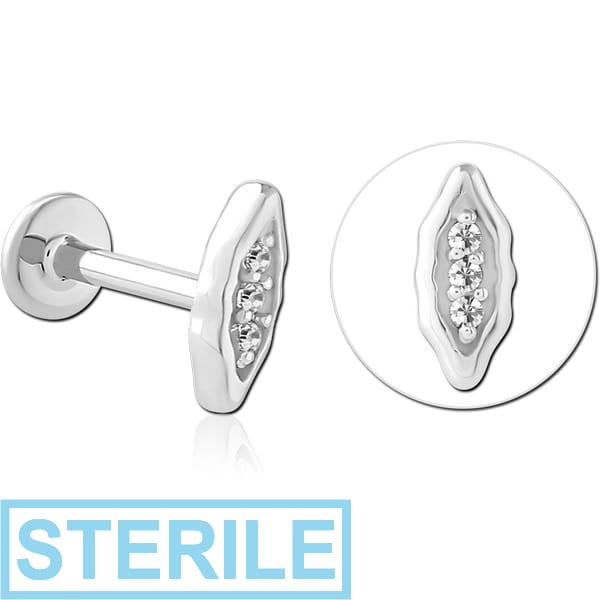 STERILE SURGICAL STEEL INTERNALLY THREADED JEWELLED MICRO LABRET