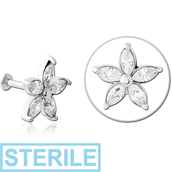 STERILE SURGICAL STEEL INTERNALLY THREADED JEWELLED MICRO LABRET