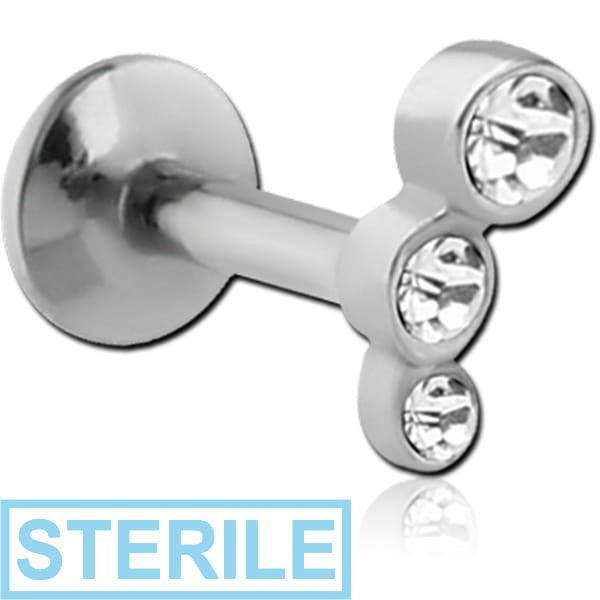 STERILE SURGICAL STEEL INTERNALLY THREADED JEWELLED MICRO LABRET