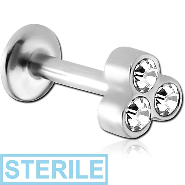STERILE SURGICAL STEEL INTERNALLY THREADED JEWELLED MICRO LABRET